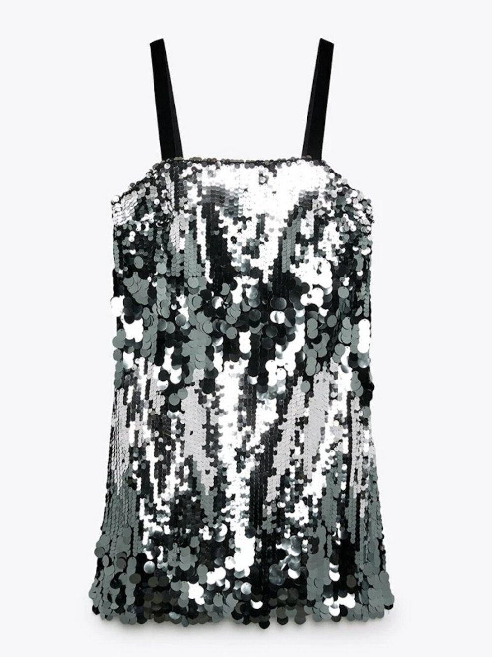 Zara Silver Sequin Cocktail Mini Dress NWT - Picture 6 of 15